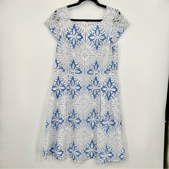 RSVP by Talbots Flower Lace Jacquard Fit & Flare Dress Cocktail Fit Flare US 10 - Picture 7 of 13